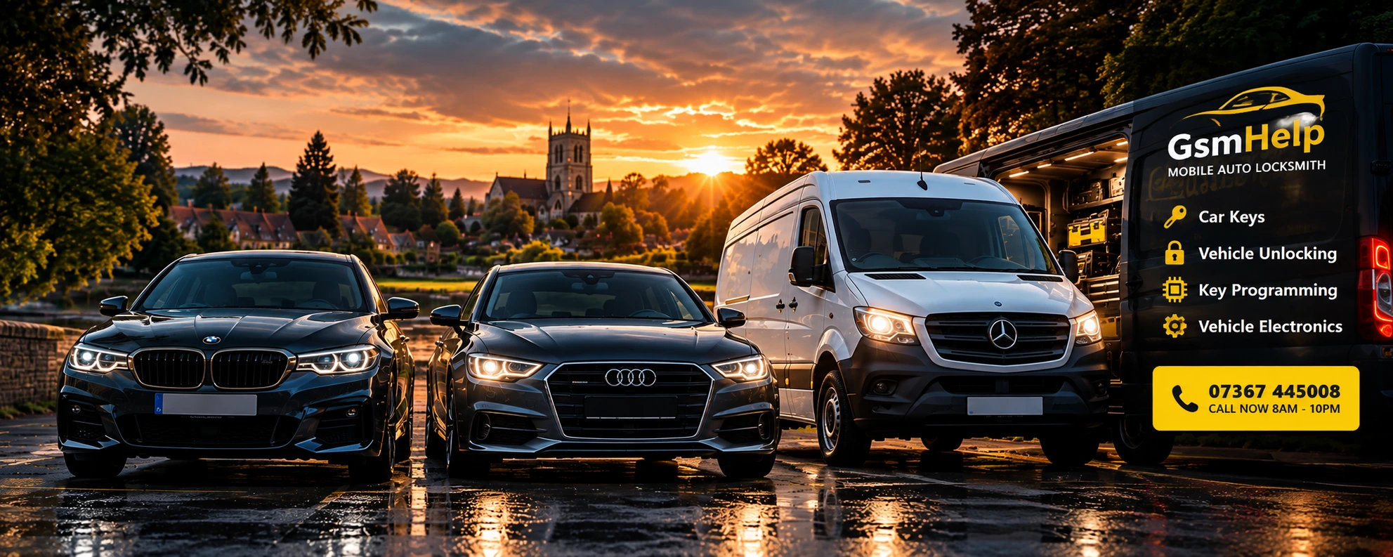 GsmHelp mobile auto locksmith service vehicles in Evesham and Worcestershire